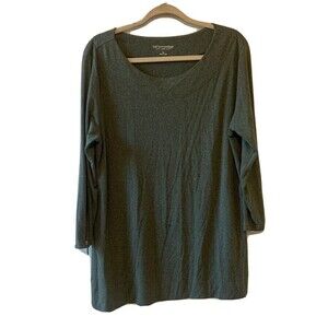 Soft Surroundings Womens Size XL Gray Tunic Top Stretch Blouse